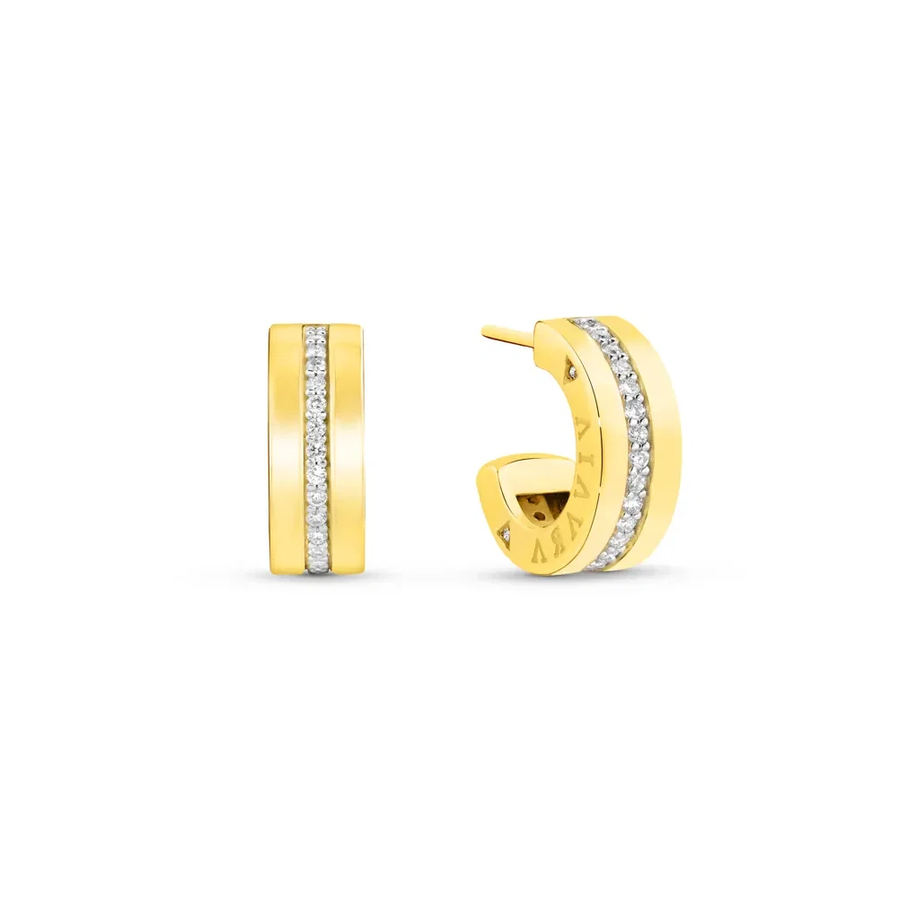 Argola V Love em Ouro Amarelo 18k com Diamantes 0,34ct, 15mm — imagem 1