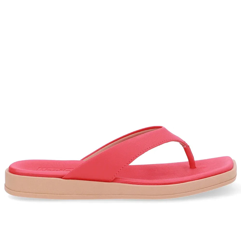 Chinelo Salto Baixo Couro Vermelho — imagem 1