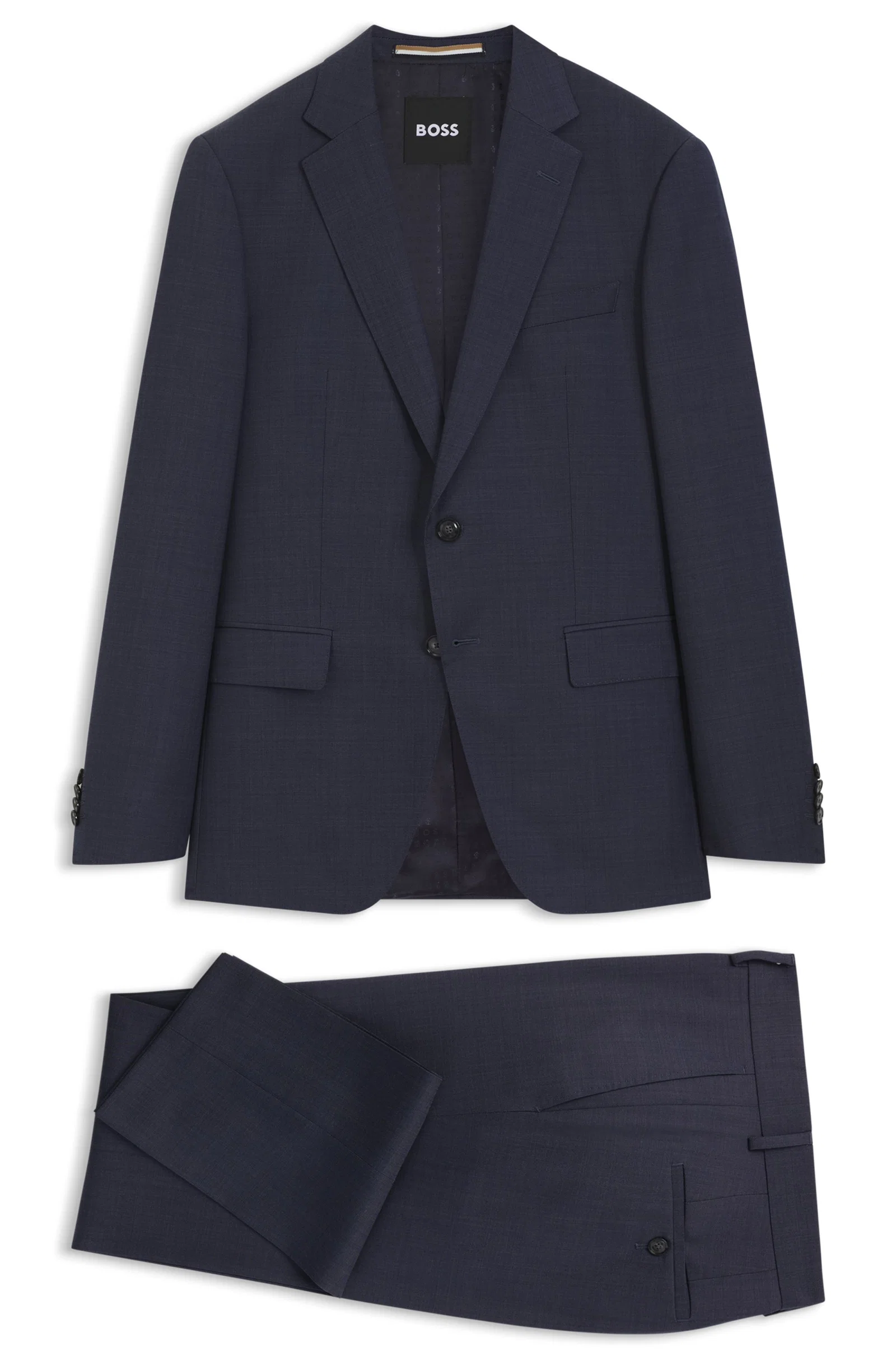 Terno De Três Peças Slim Fit Em Sarja De Lã Virgem