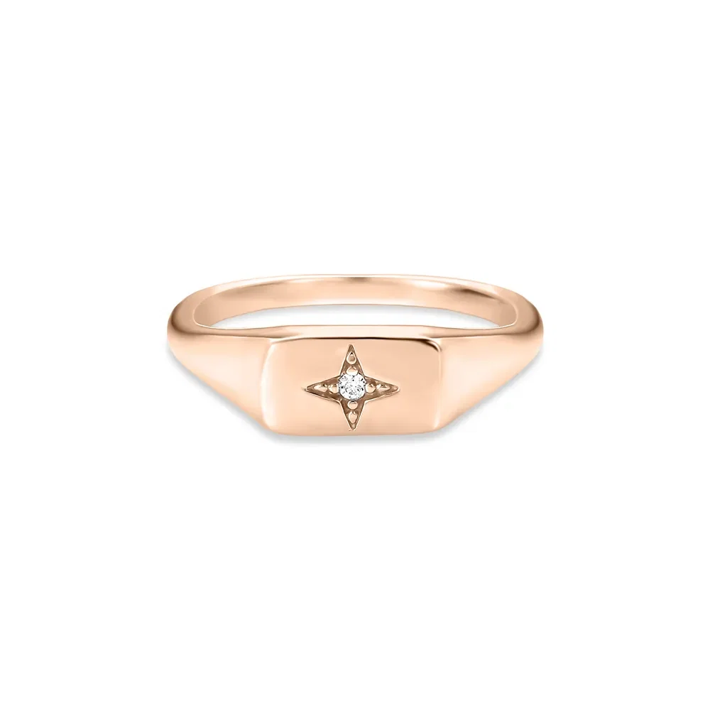 Anel Life Starring Retangular em Liga Rosé com Banho de Ouro Rosé 18k e Pedra Incolor — imagem 1