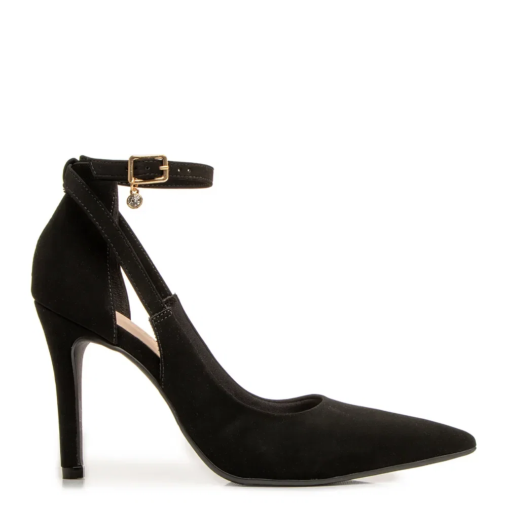 Scarpin Preto Nobuck Comfort Pingente — imagem 1