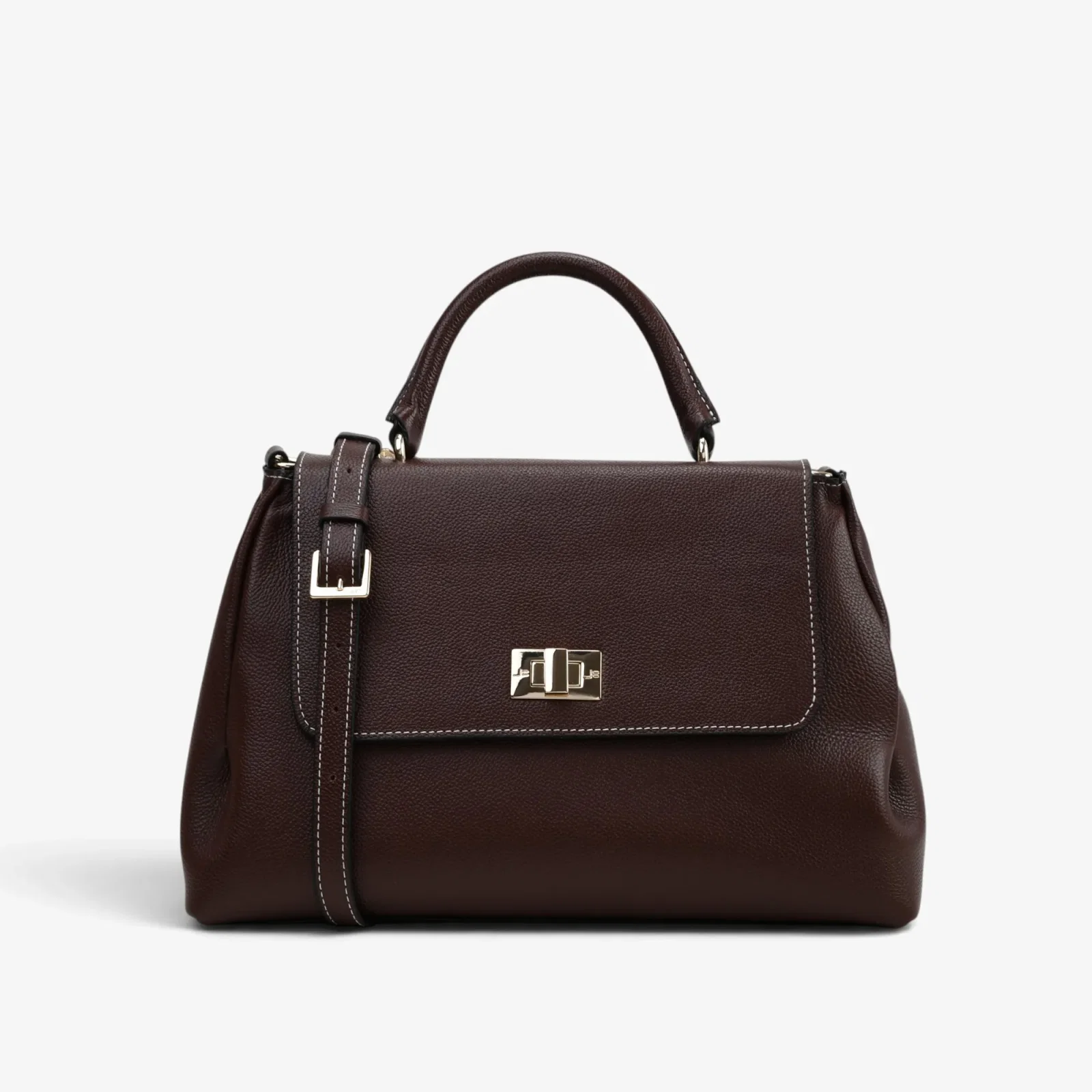 Bolsa Satchel Marrom Café Couro — imagem 1