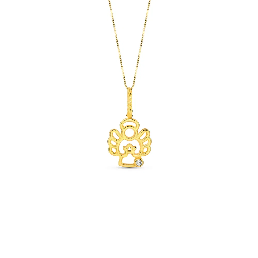 Pingente Lullaby Anjinho em Ouro Amarelo 18k com Safira Incolor, 18mm — imagem 1