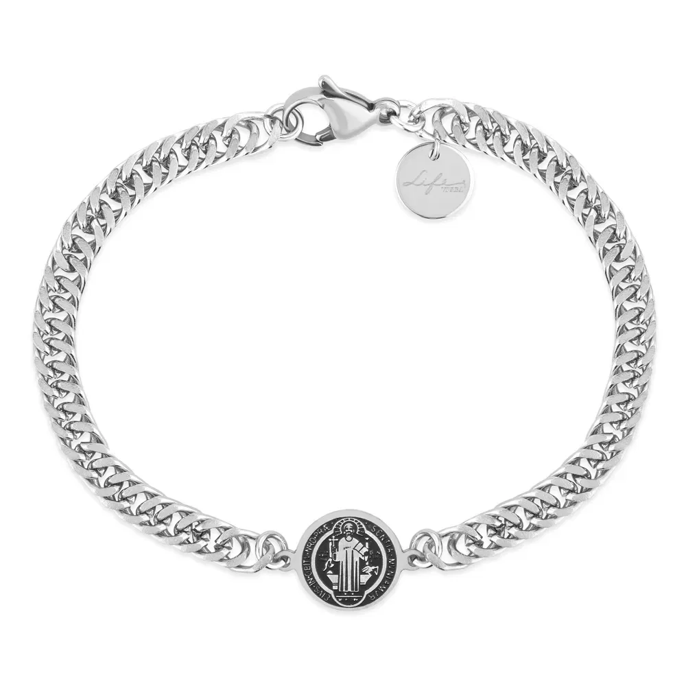 Pulseira Life Medalha São Bento em Aço — imagem 1