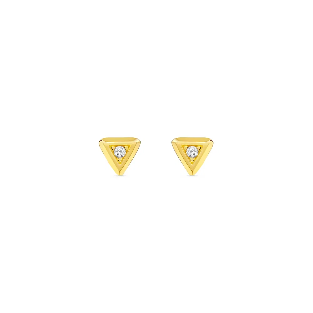 Brinco Baby Triângulo em Ouro Amarelo 18k com Safira Incolor — imagem 1