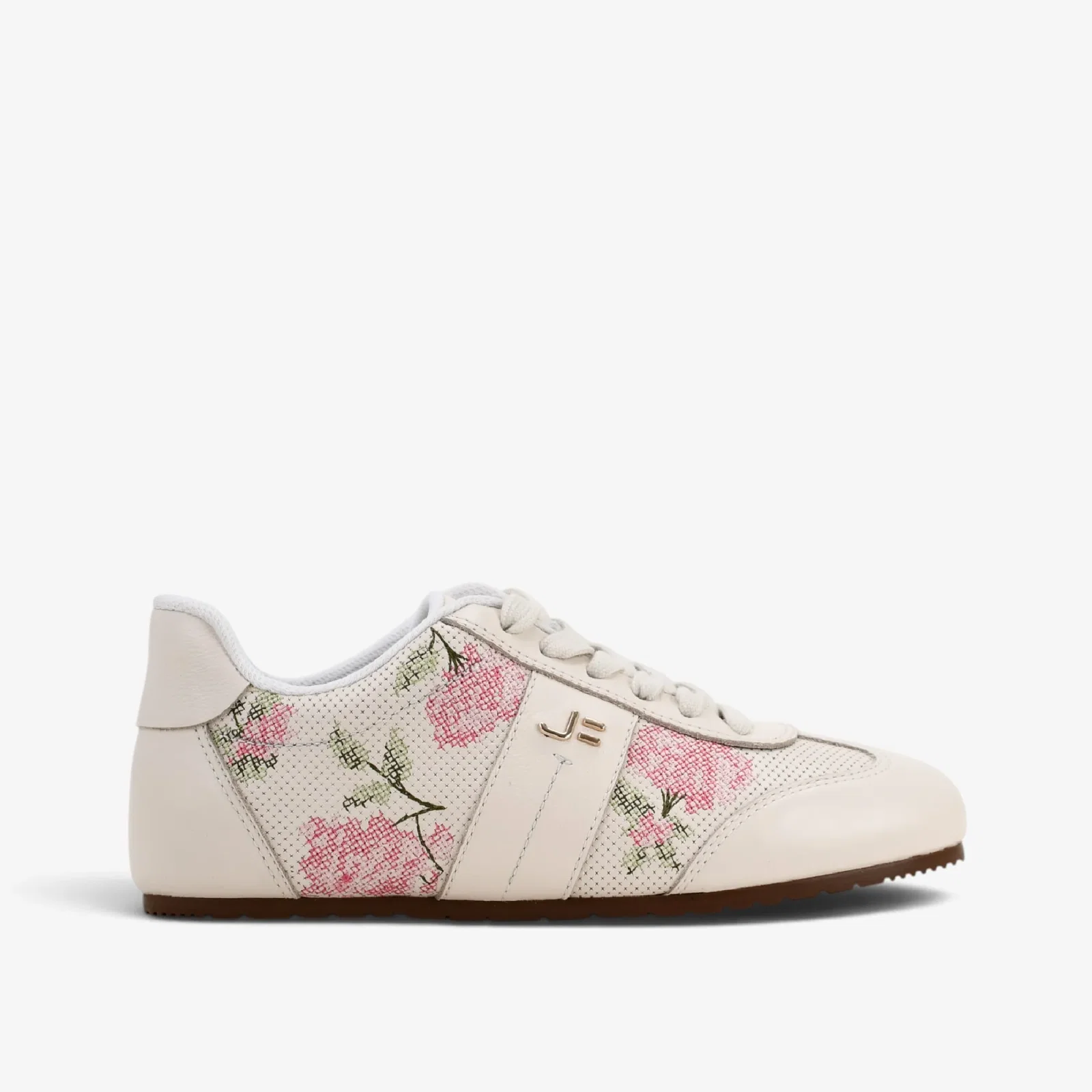 Tênis Flor Off White Algodão Couro