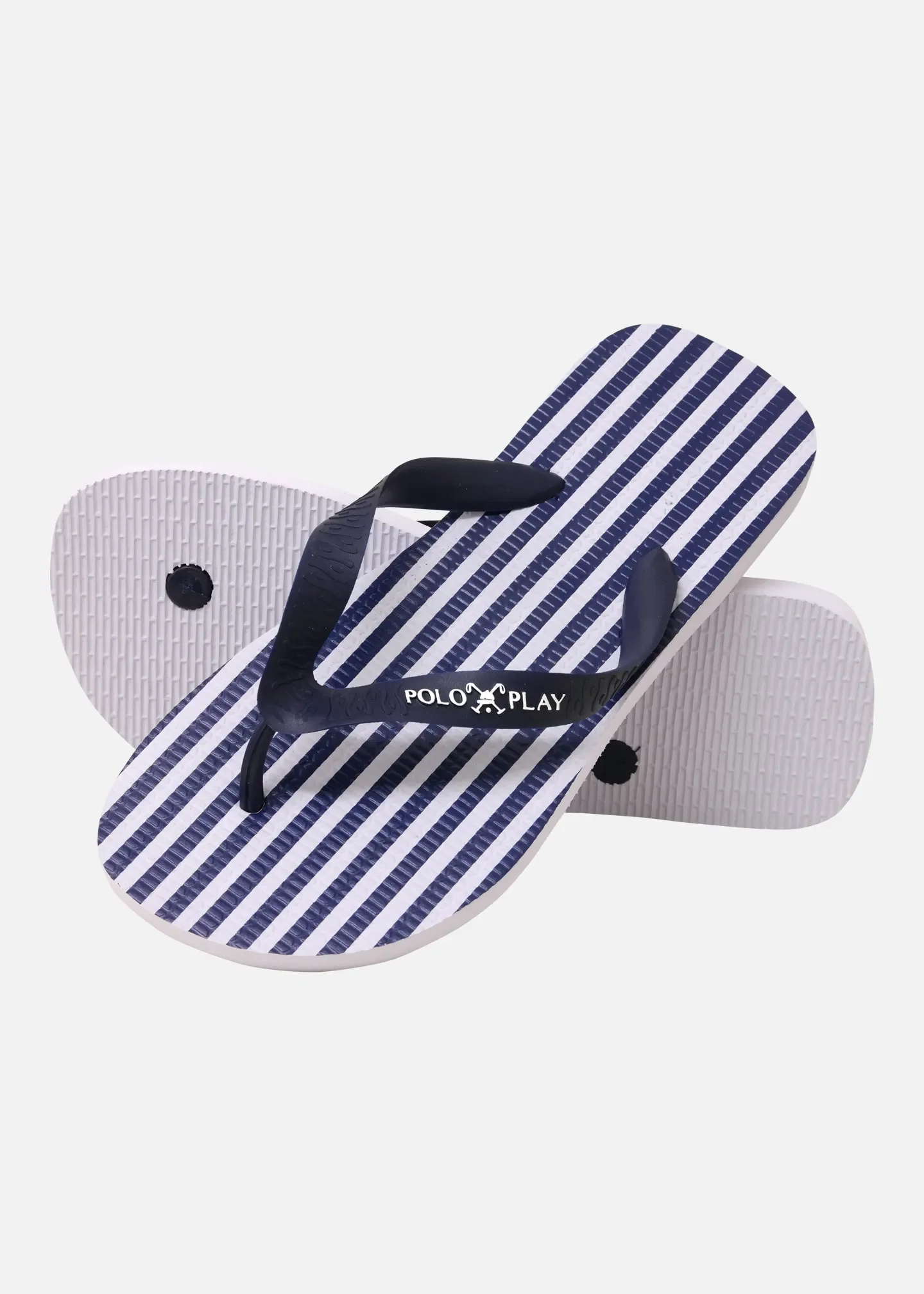 Chinelo Listrada Marinho / branco
