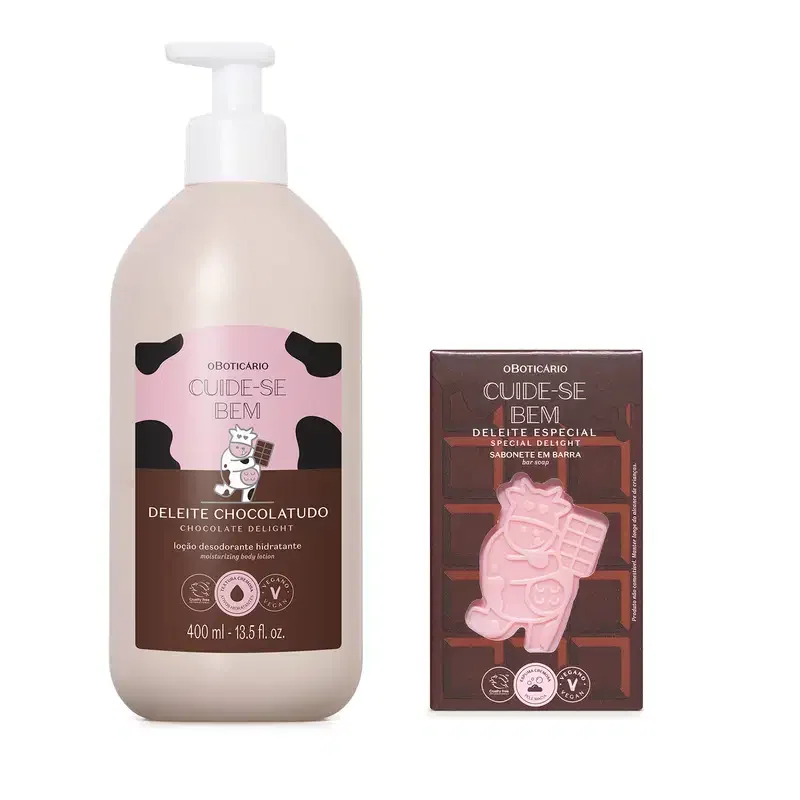 Combo Cuide-se bem Deleite Chocolatudo: Sabonete em Barra 120g + Loção Corporal 400ml