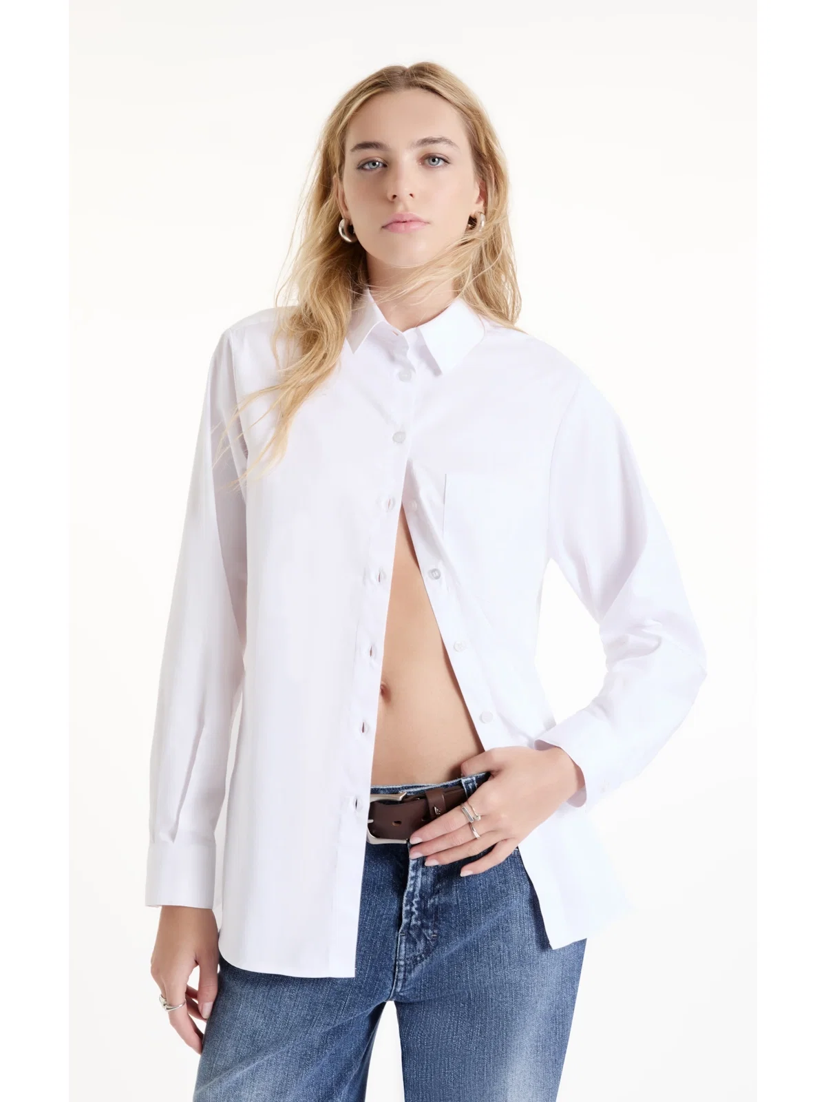 Camisa Cotton Acetinado Fluid Branco