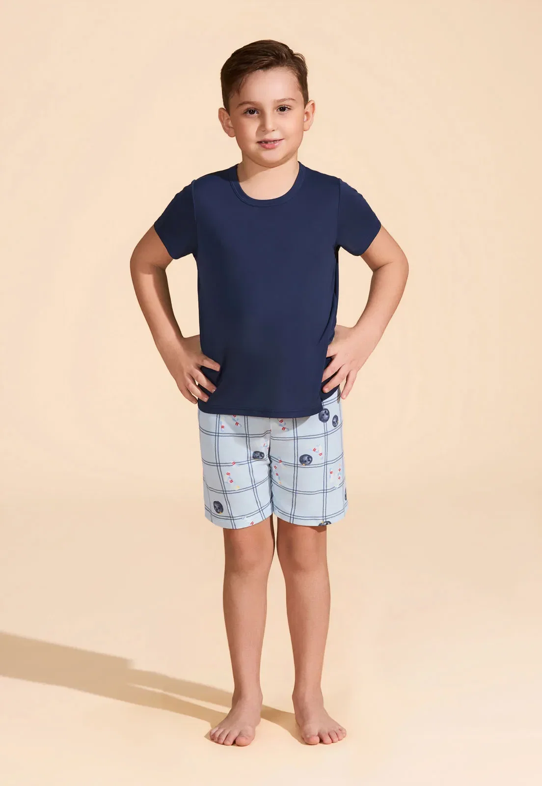 Pijama Infantil com Shorts de Microfibra Baunilha — imagem 1