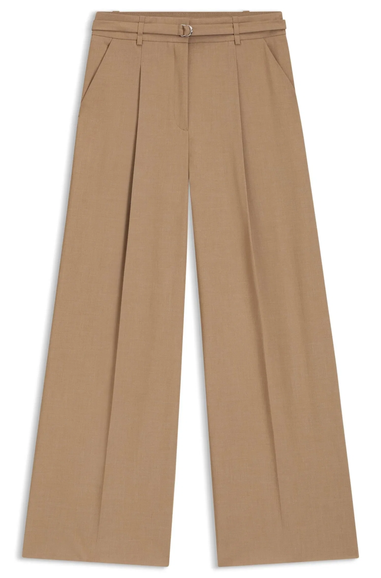 Calça Com Pregas E Cinto Com Fivela