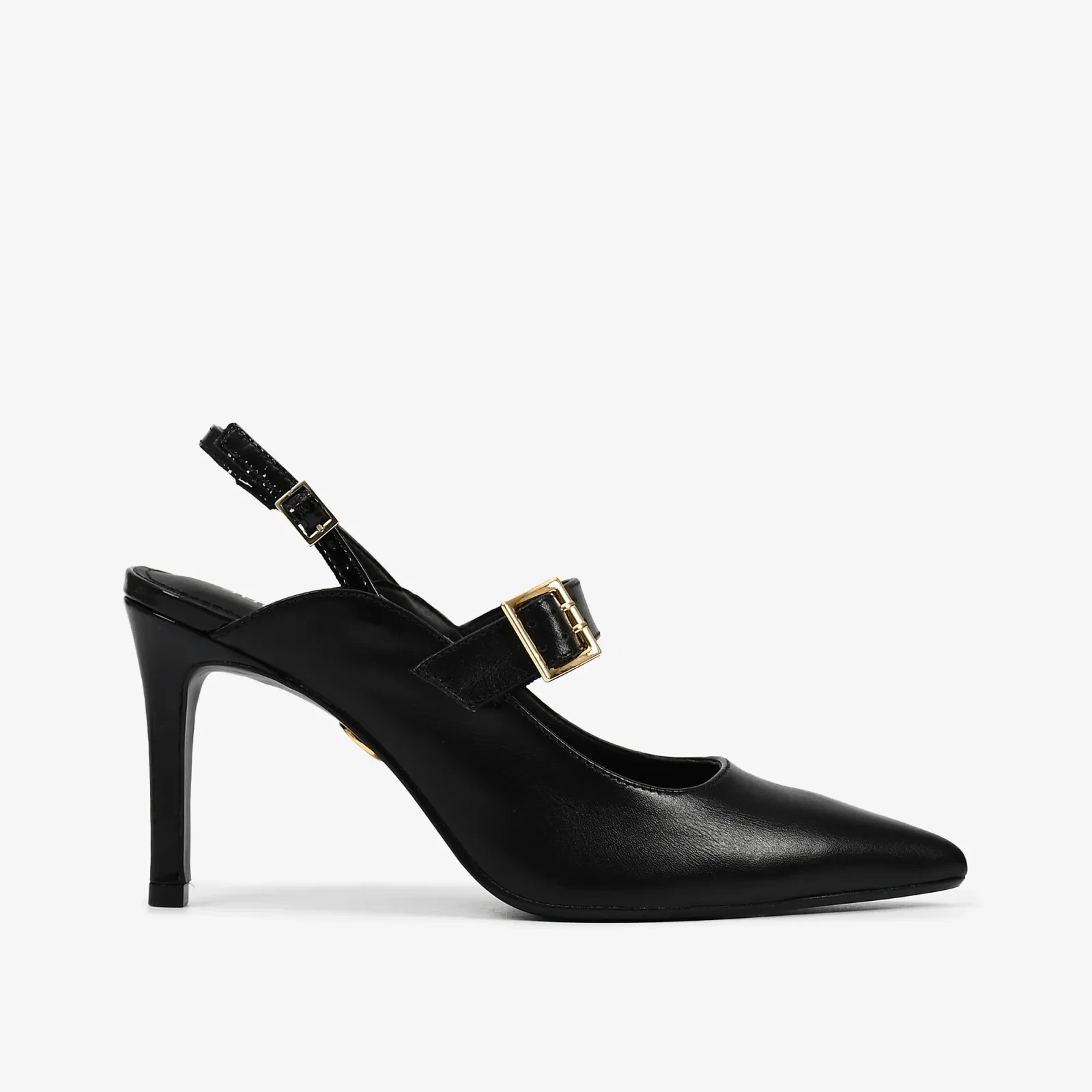 Scarpin Salto Fino Alto Preto Couro — imagem 1