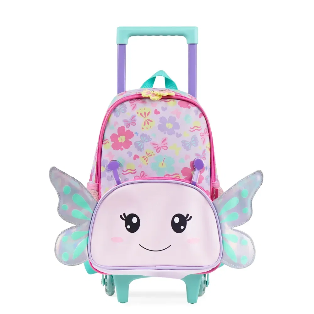 Mochila de Rodinha Pré Escolar Feminina Pets Borboleta Baby Lilas