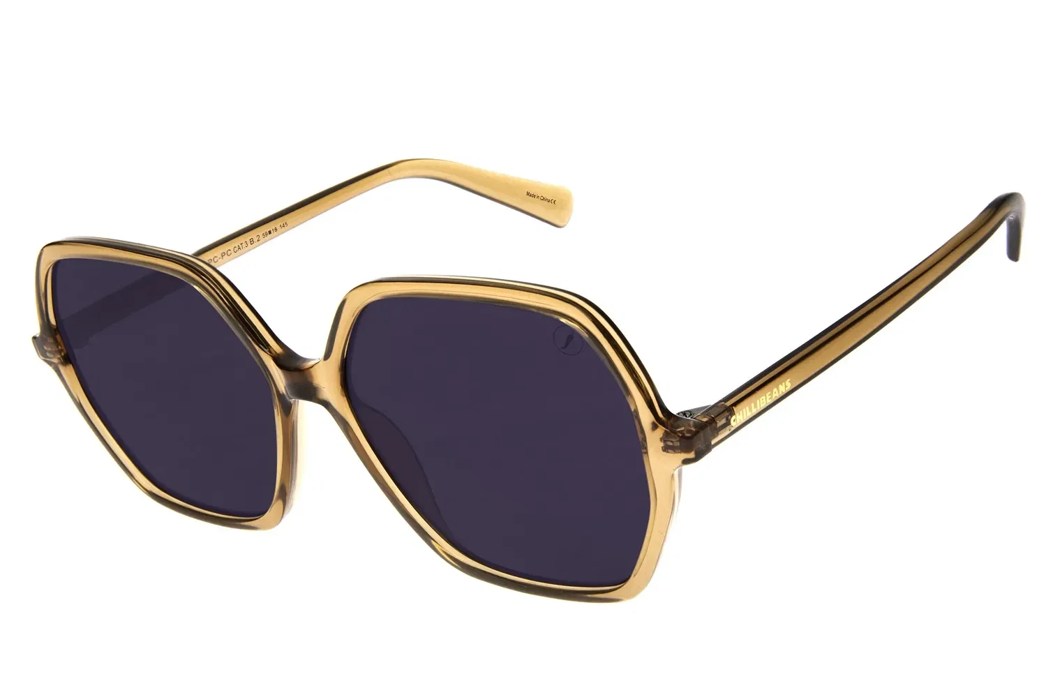Óculos de Sol Feminino Chilli Beans Hexagonal Casual Caramelo — imagem 1