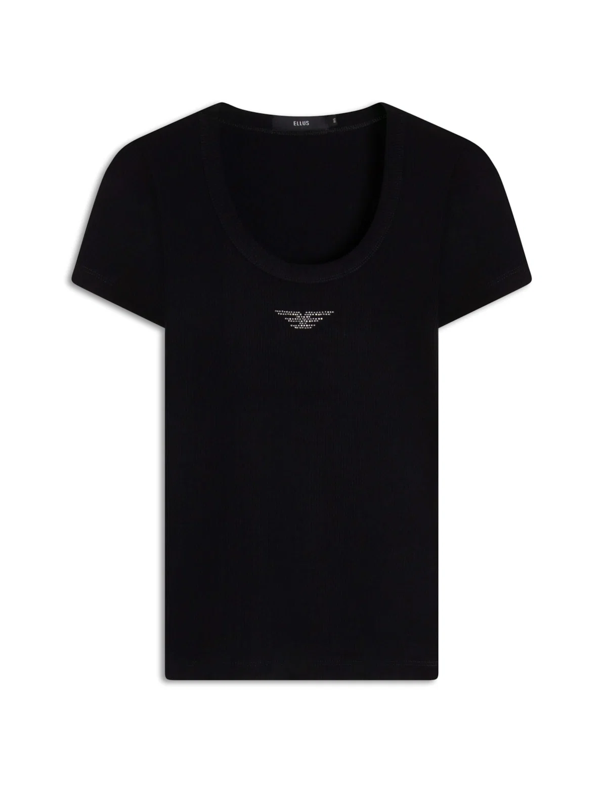 Blusa Ellus Baby Look Canelada Hotfix Preto — imagem 1