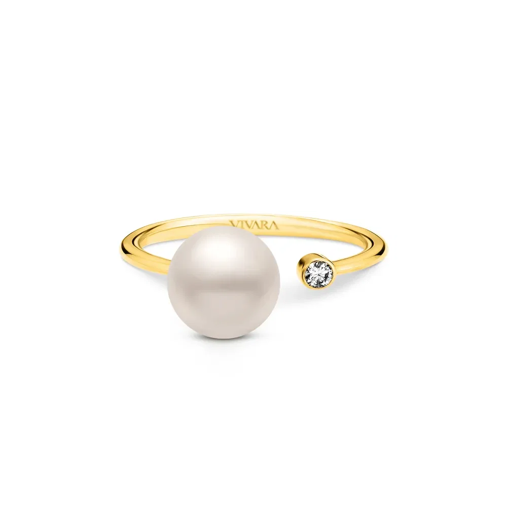 Anel Una em Ouro Amarelo 18k com Pérola e Diamante — imagem 1
