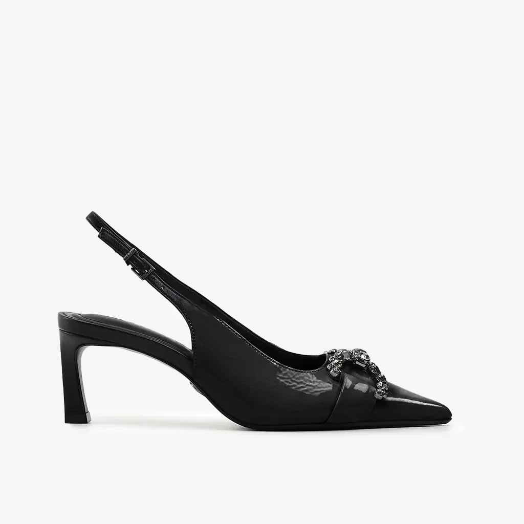 Slingback Preto Verniz