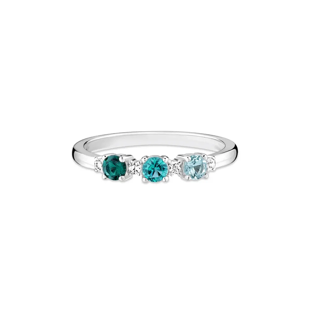 Anel Life Ocean em Prata 925 com Pedras Azul, Verde e Incolores