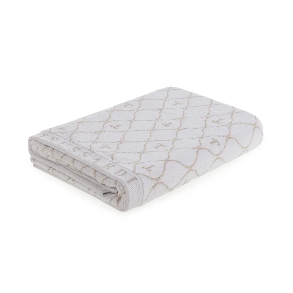 Toalha de Rosto Trussardi Jacquard Fio Tinto Speciale Branco / Bege
