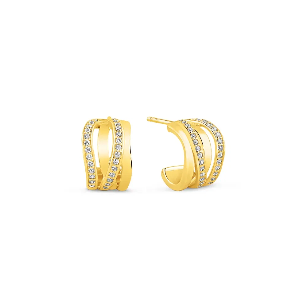 Argola Life Maxi II em Prata 925 com Banho de Ouro Amarelo 18k e Pedras Incolores, 12,5mm — imagem 1