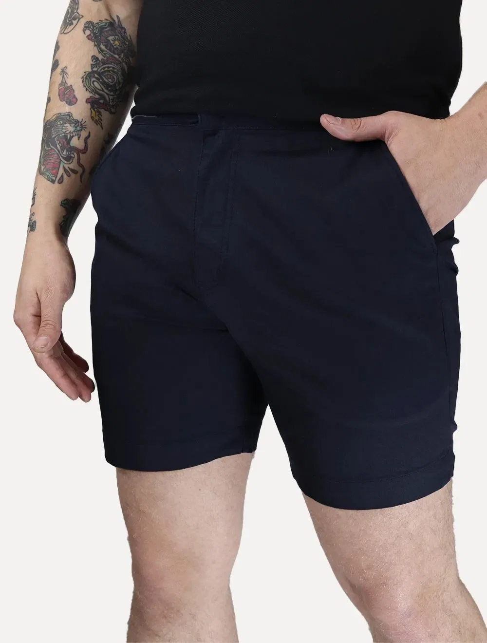 Bermuda Reserva Masculina Fivela Elastano Azul Marinho