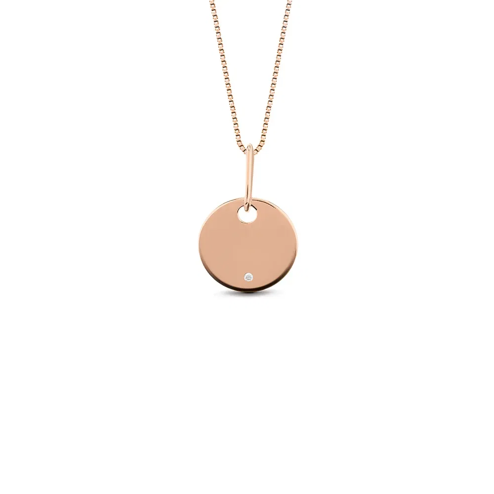 Pingente Personalizável em Ouro Rosé 18k com Diamante , 14.5mm — imagem 1