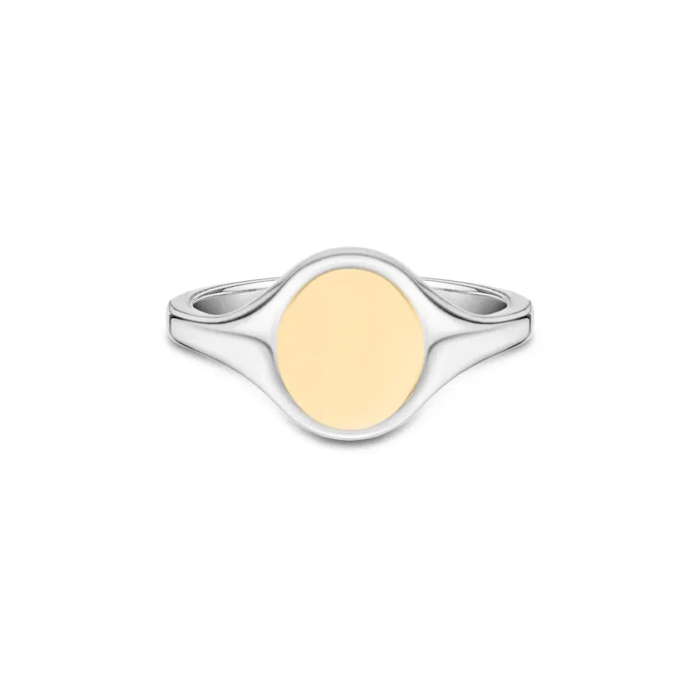 Anel Signet Personalizável em Prata 925 e Ouro Amarelo 18k