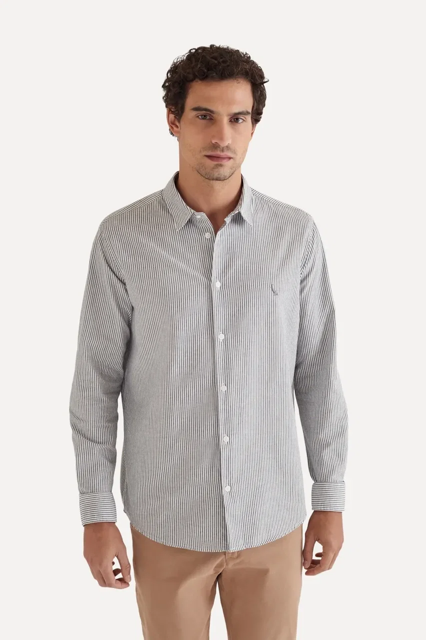 Camisa Ml Oxford Ft Listrada