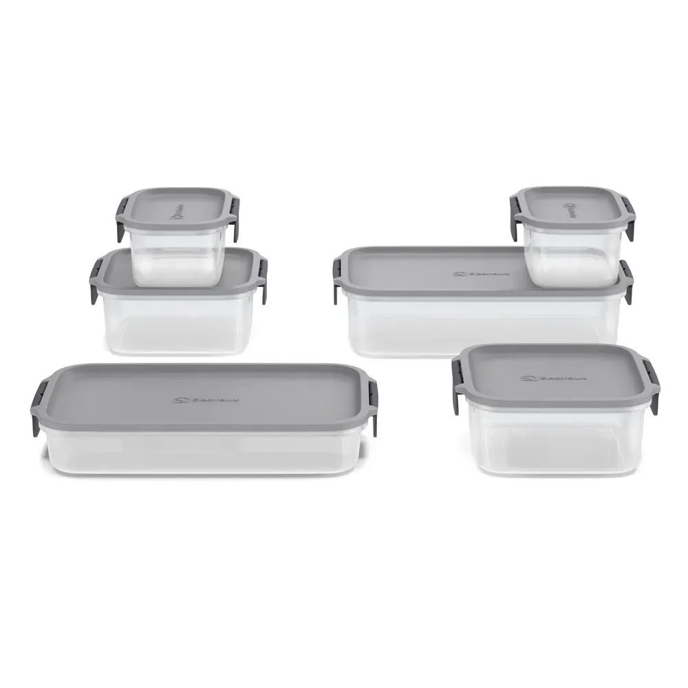 Potes Herméticos de Plástico Electrolux Cinza 6 Unidades Empilháveis Modulares