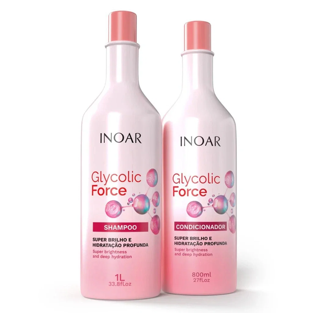 Kit Shampoo 1L + Condicionador 800ml Inoar Glycolic Force