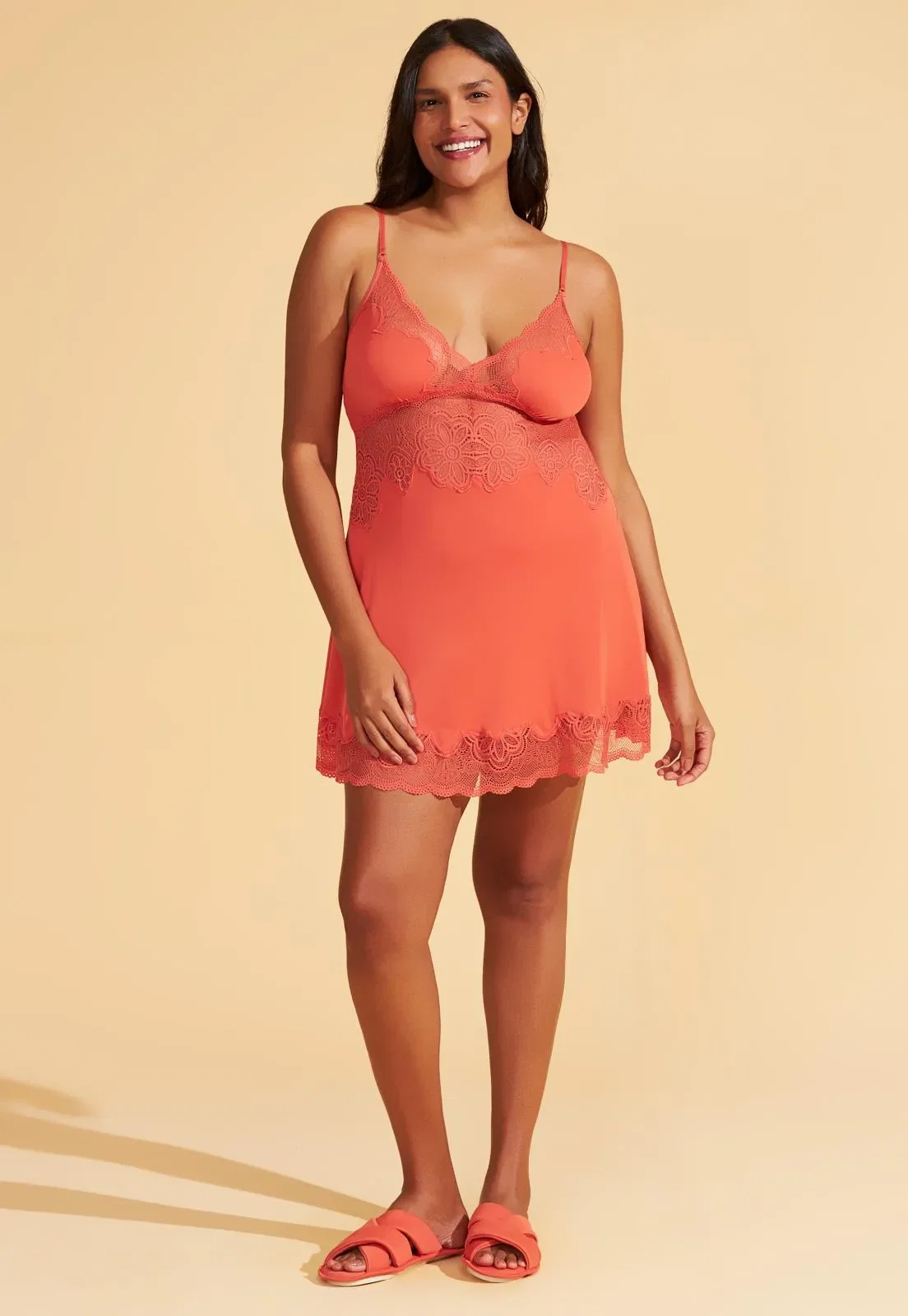 Camisola de Microfibra Com Renda Recco