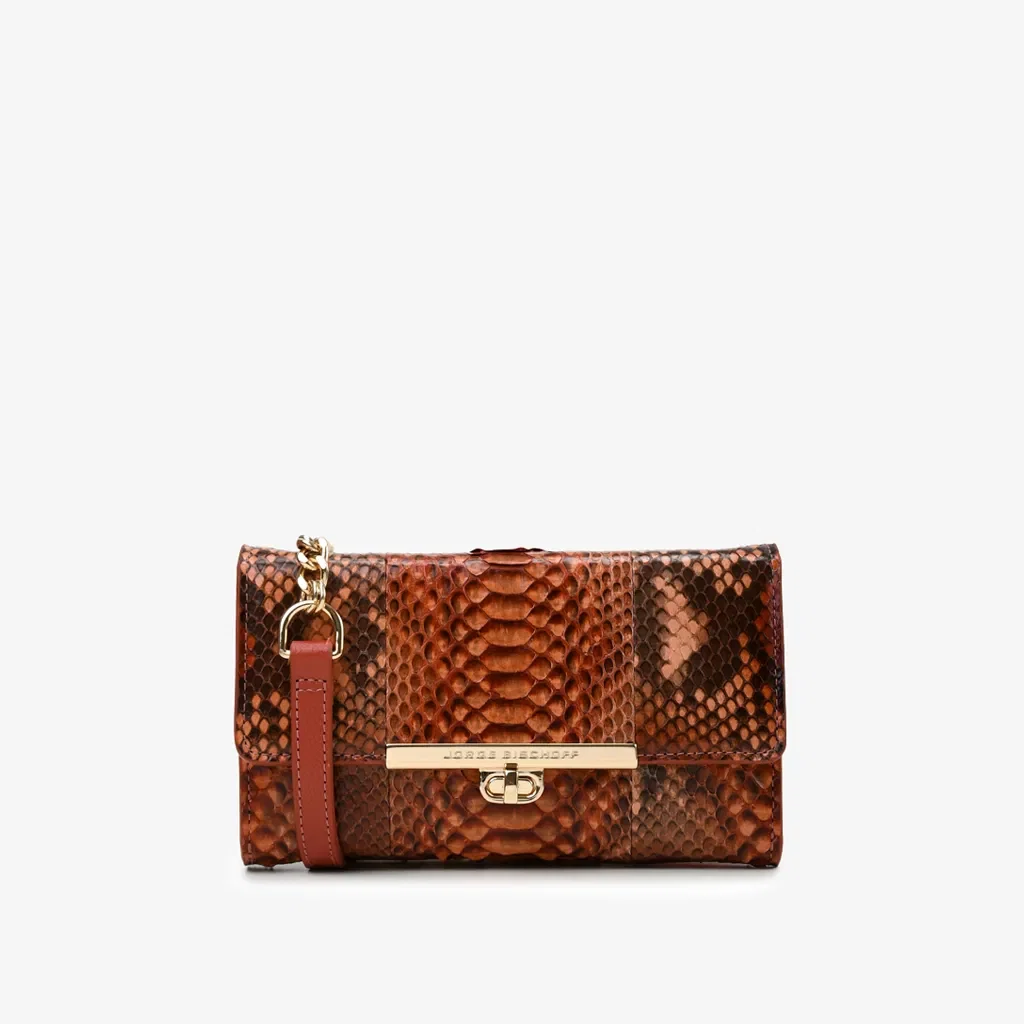 Bolsa Transversal Caramelo Argila Cobra Python