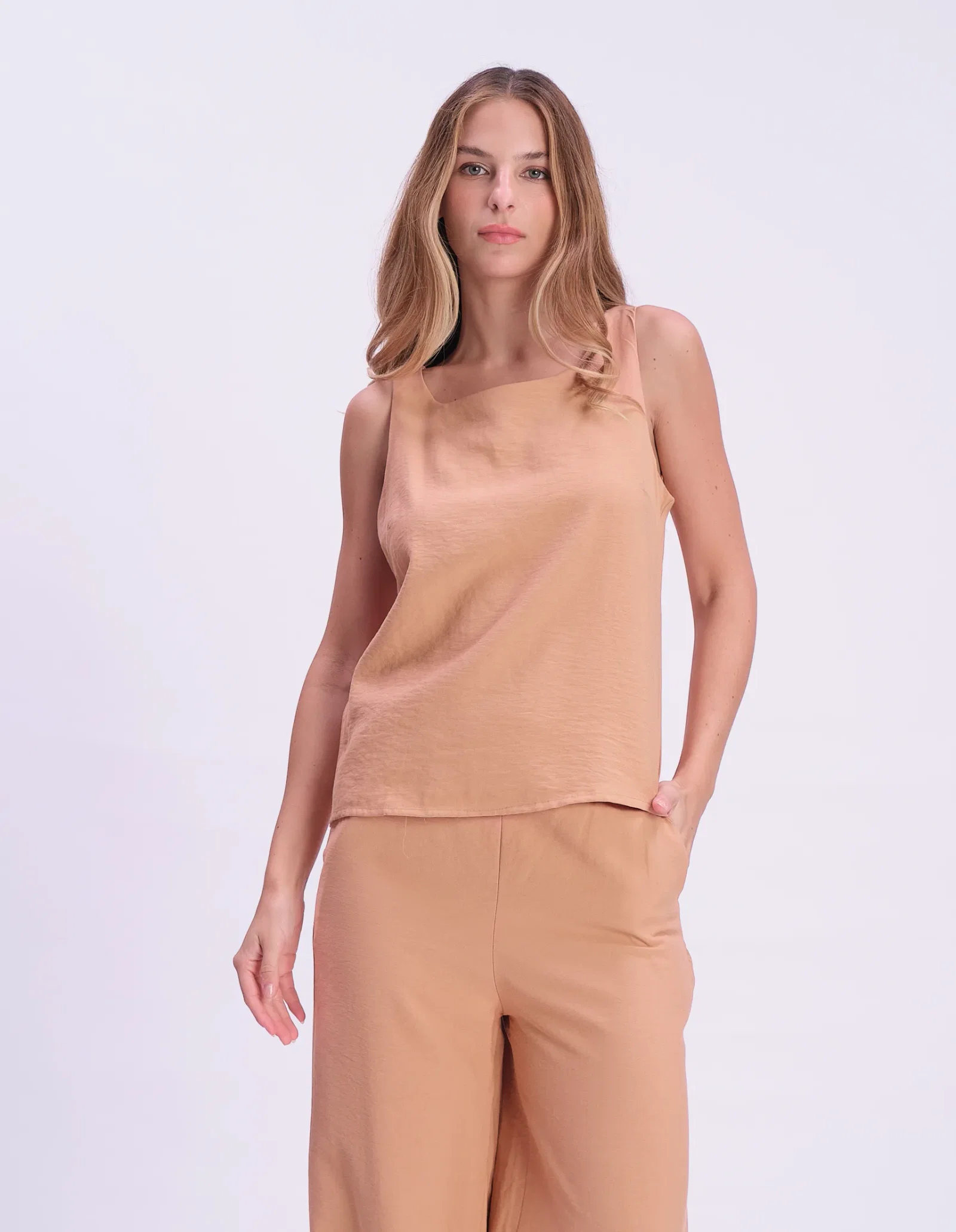 Blusa Sem Manga Alfaiataria - Bege — imagem 1