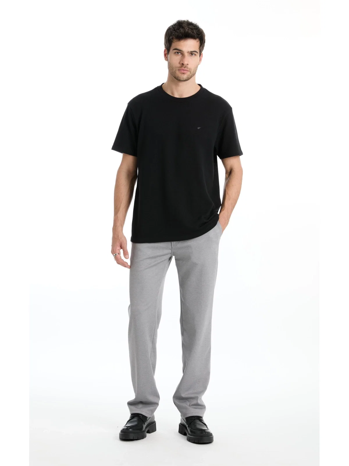 Malha Jacquard Classic B. Faca Silver Gray