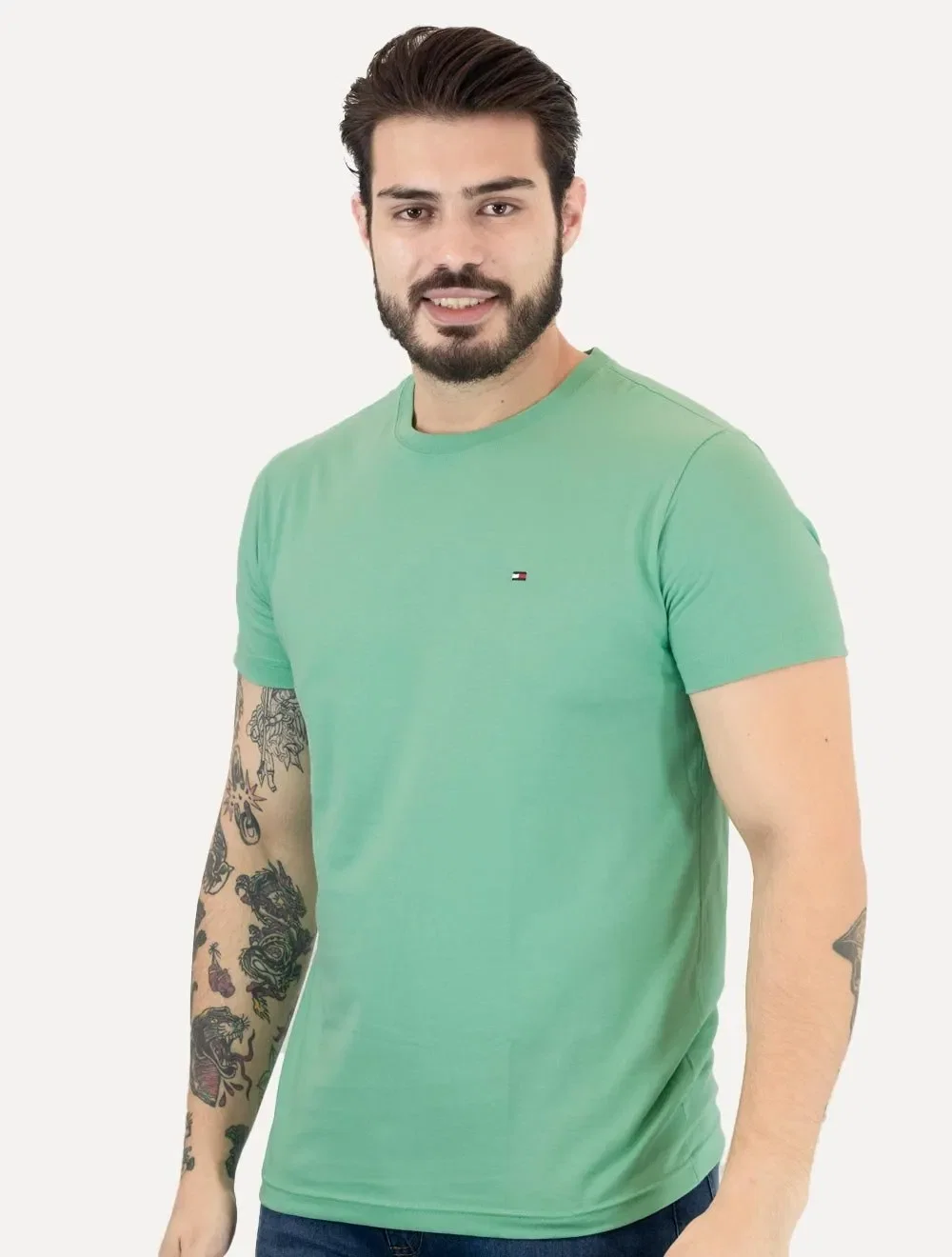 Camiseta Tommy Hilfiger Masculina Essential Cotton Menta — imagem 1