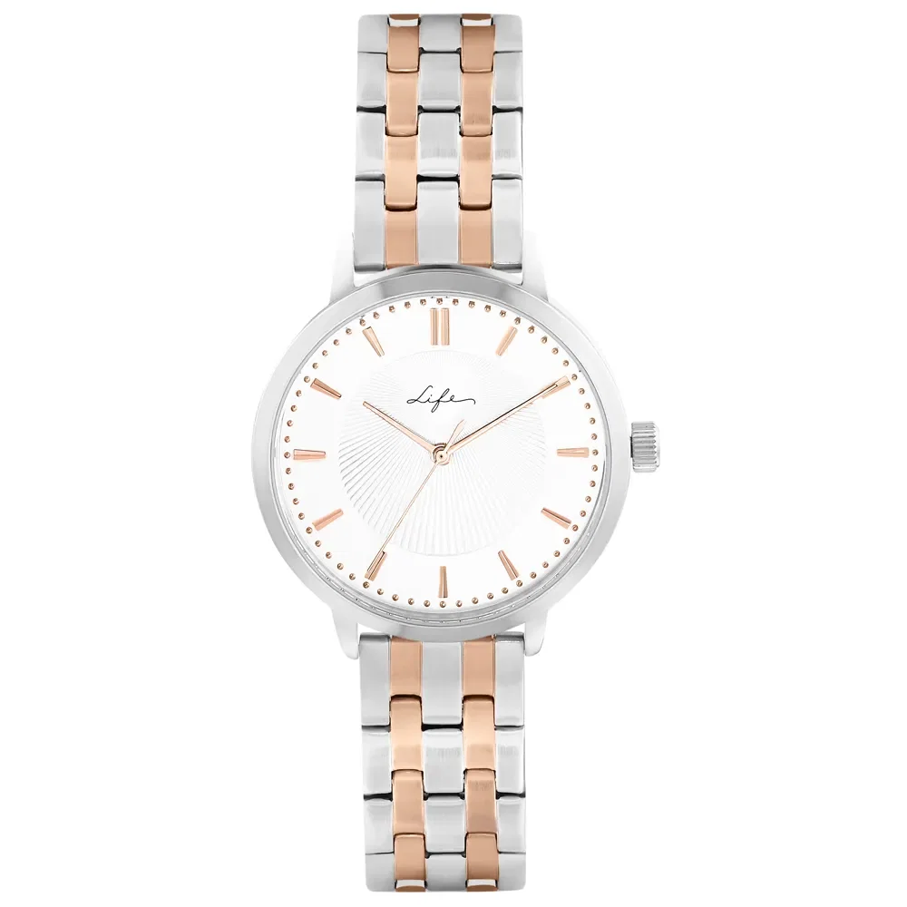 Relógio Life Texturizado Feminino Aço Prata e Rosé — imagem 1