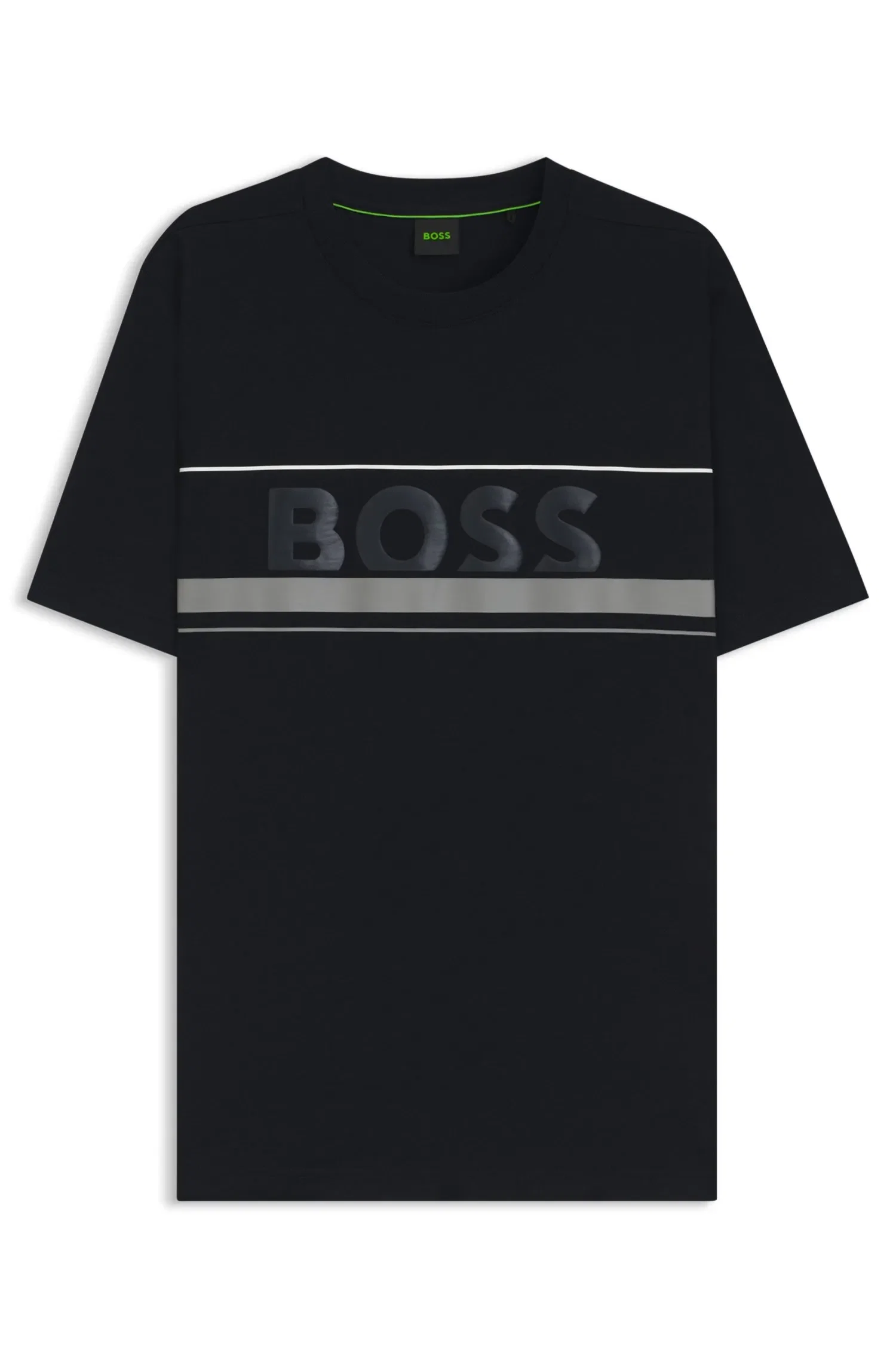 Camiseta Em Jersey De Algodão Com Listras E Logo