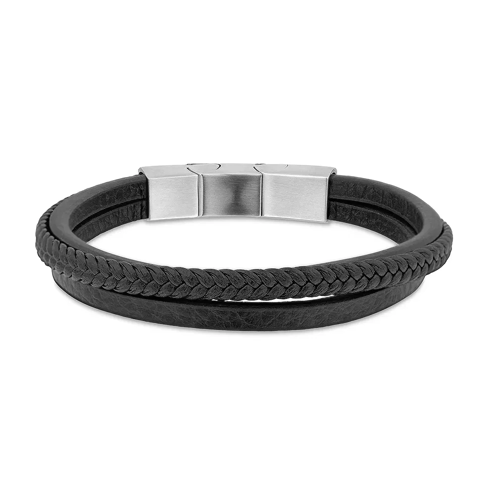 Pulseira Life Tal Pai, Tal Filho em Couro Preto — imagem 1