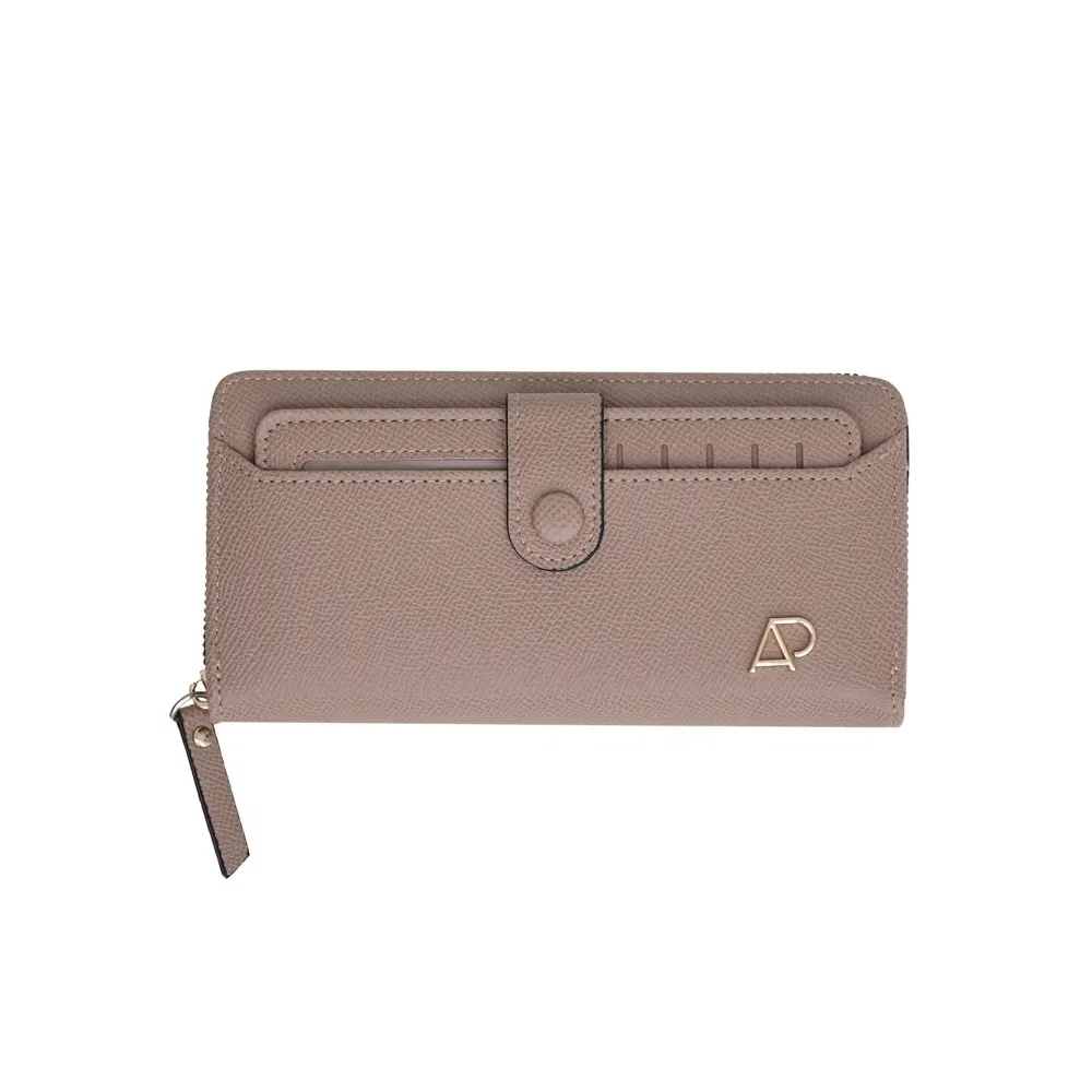 Carteira Feminina Dupla Retangular Grande Taupe