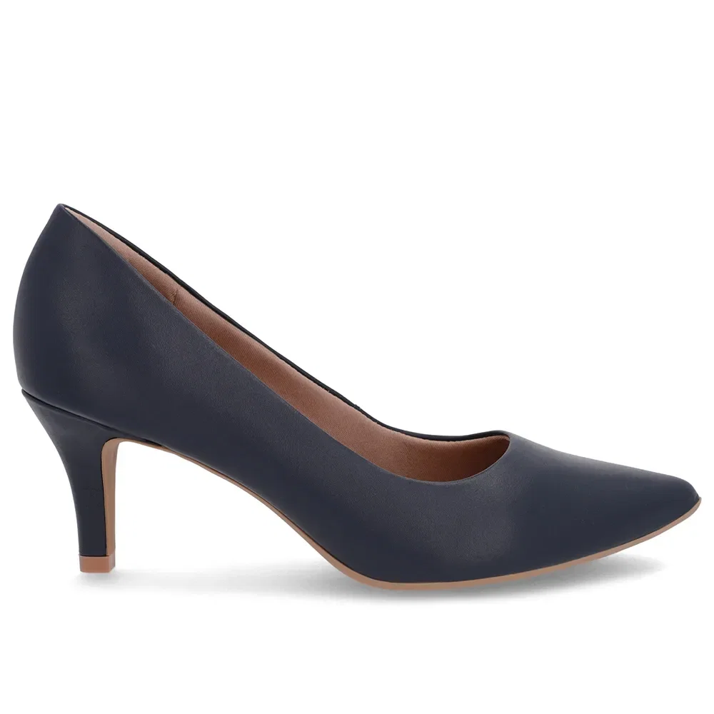 Scarpin Azul Salto Fino Couro — imagem 1