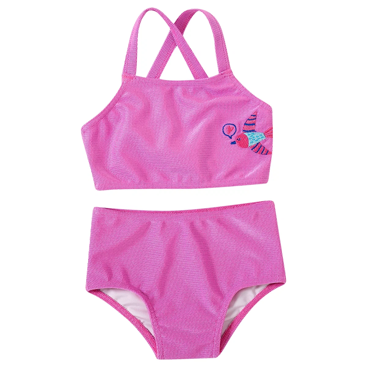Top E Calcinha Praia Kids Pássaros Malha Texturizada Proteção Uv 50+ Tip Top