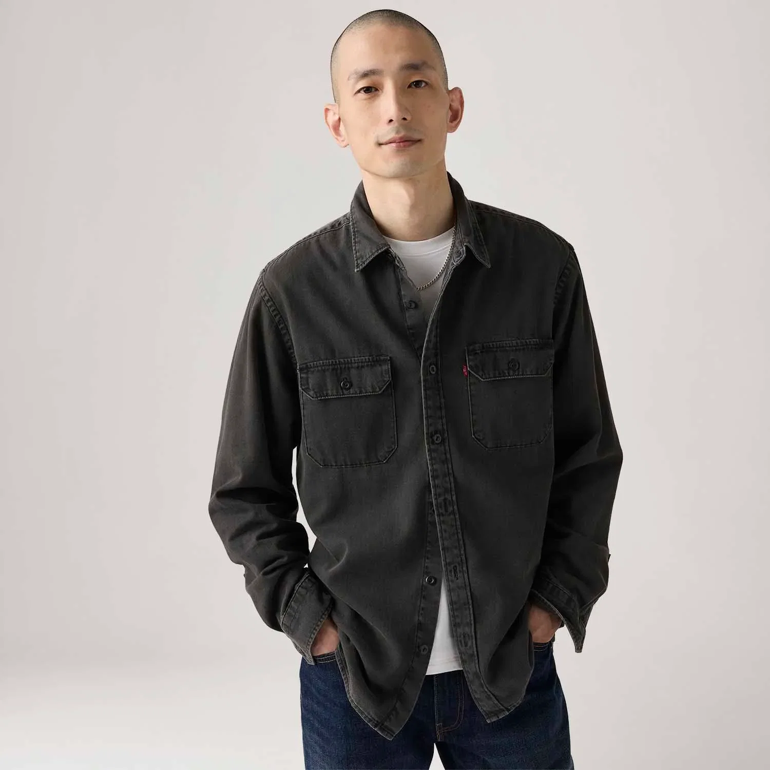 Camisa Levi's® Jackson Worker Preta Manga Longa