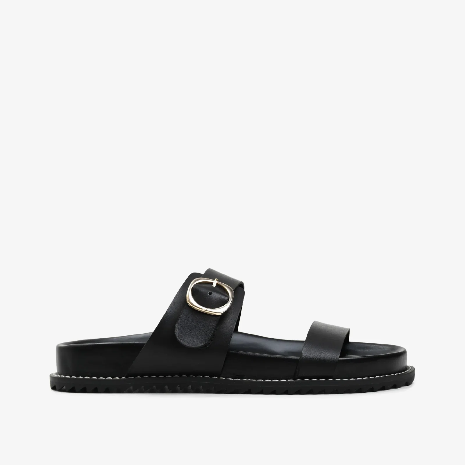 Slide Preto Couro