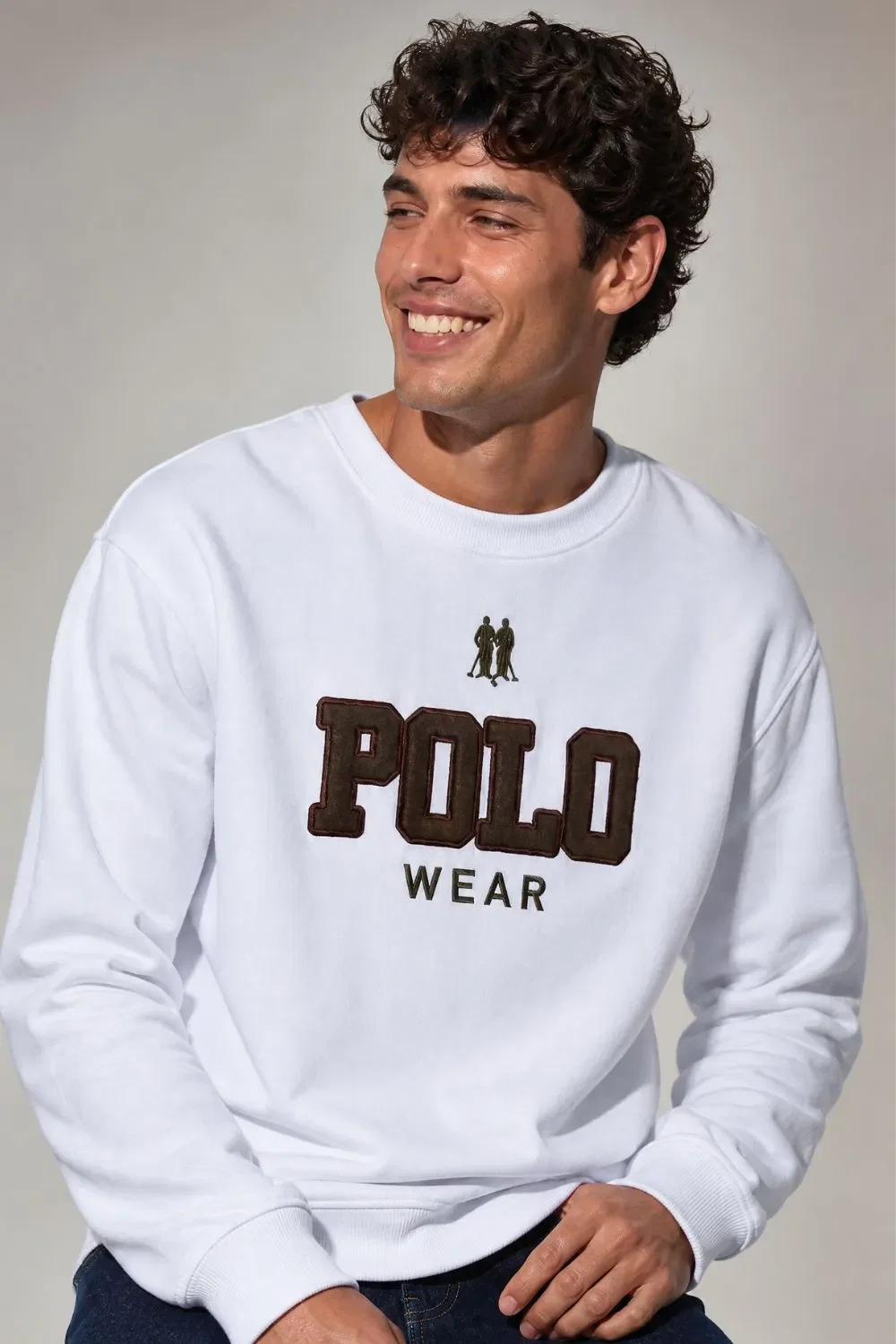 Blusa Moletom Flanelado Gola Careca Polo Wear Branco