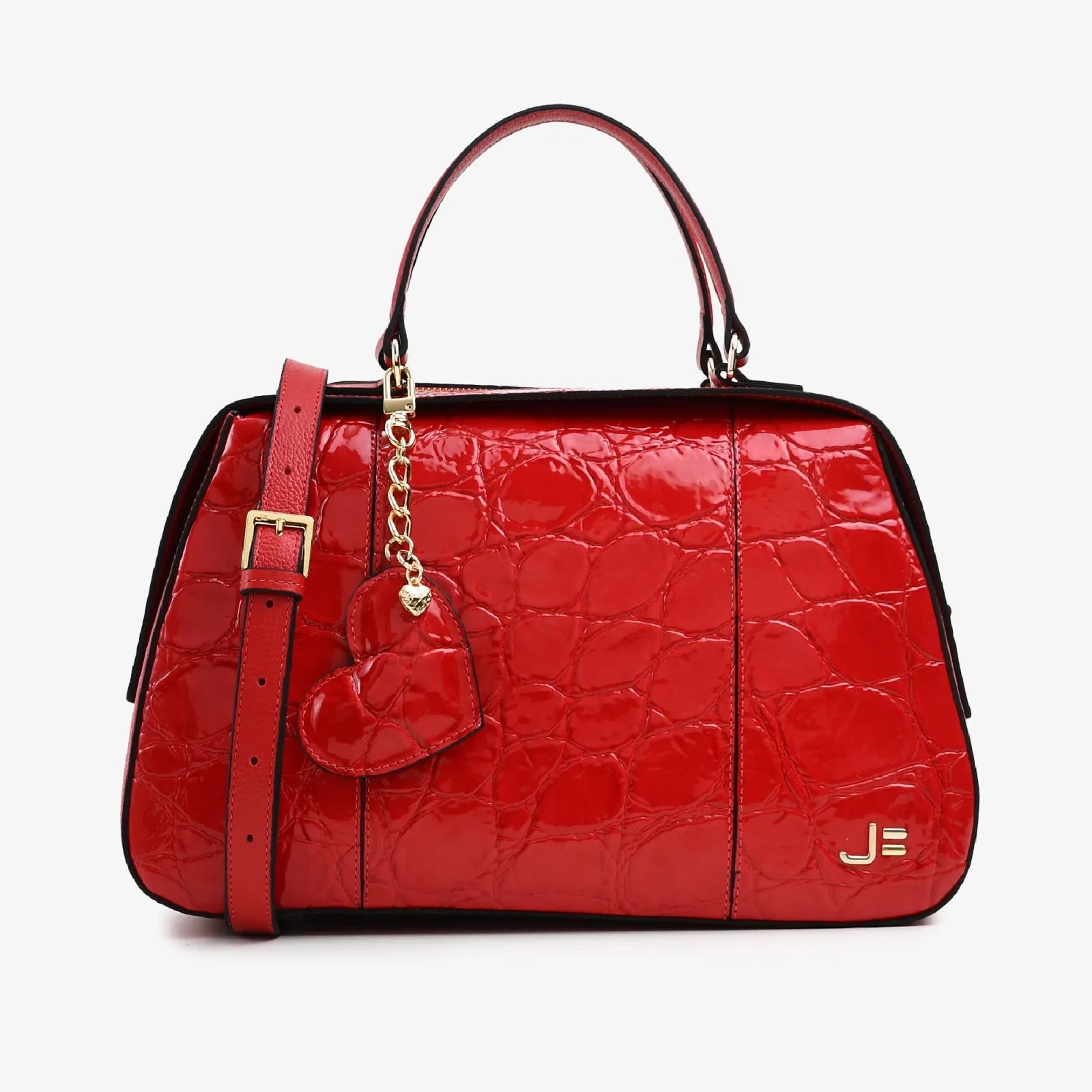 Bolsa Baú Vermelho Cereja Couro Croco — imagem 1
