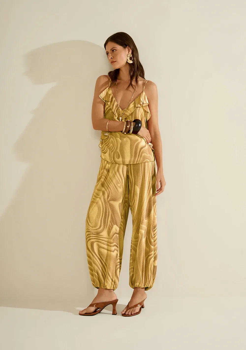 Calça Morena Rosa Jogging Alta Amarelo