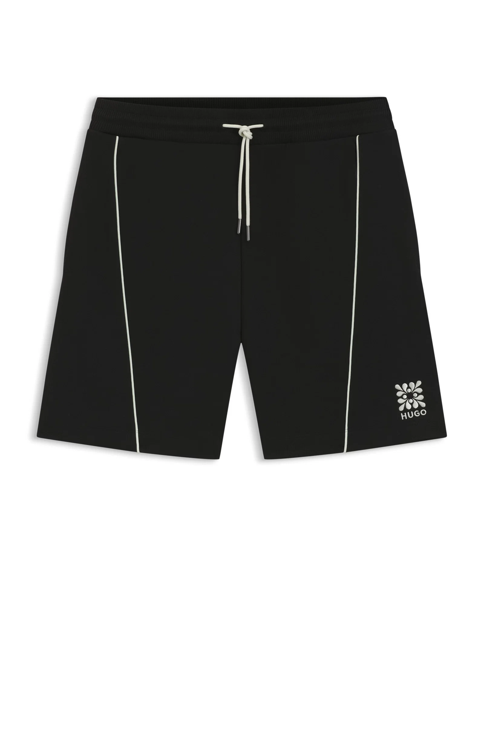 Shorts Em Mistura De Algodão Com Arte De Logo Bordado