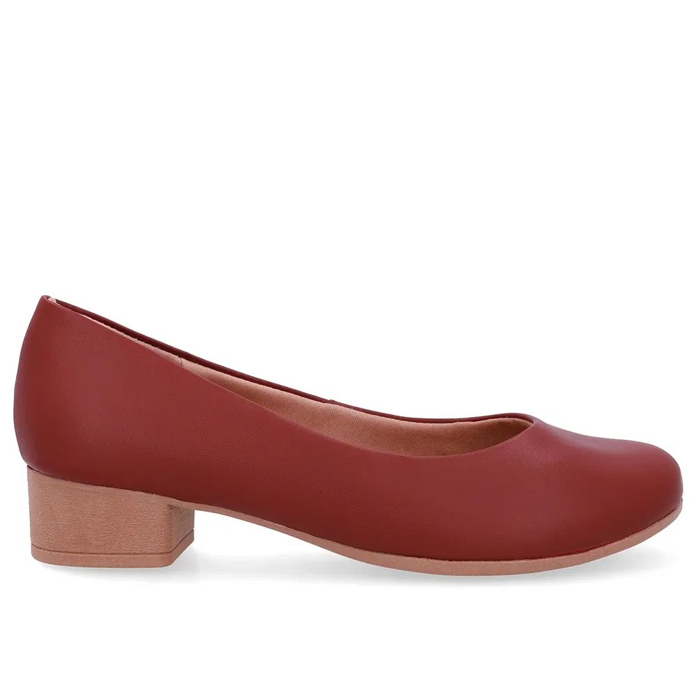 Scarpin Couro Vermelho Básico