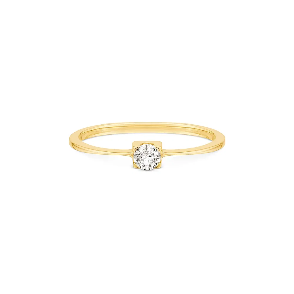 Anel Solitário Forever em Ouro Amarelo 18k com 0,12ct de Diamante — imagem 1
