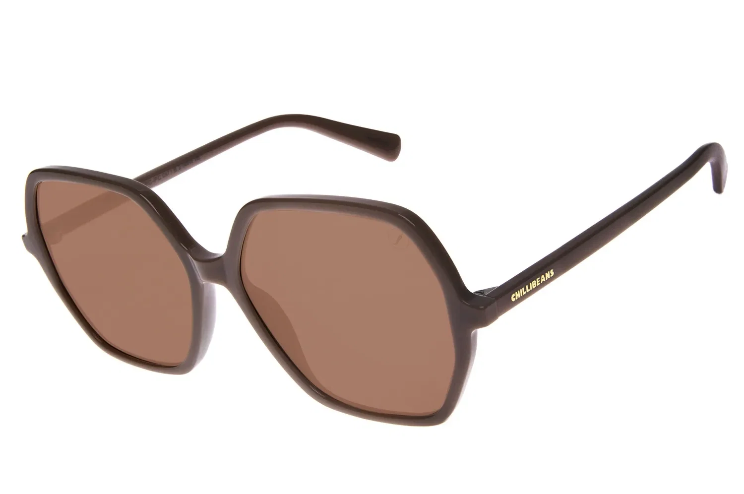 Óculos de Sol Feminino Chilli Beans Hexagonal Casual Bege — imagem 1